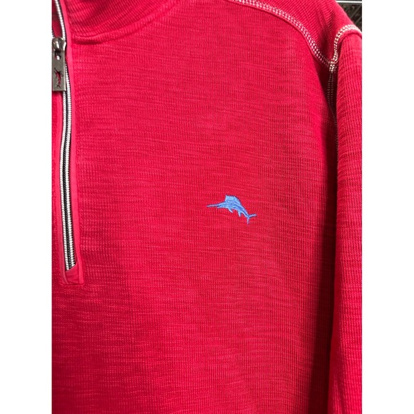 Tommy Bahama Red Quarter Zip Pullover Sweatshirt Mens XL - Picture 2 of 6